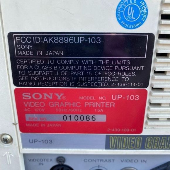 Vintage Sony Video Graphic Printer UP-103 Powers On - Picture 8 of 12